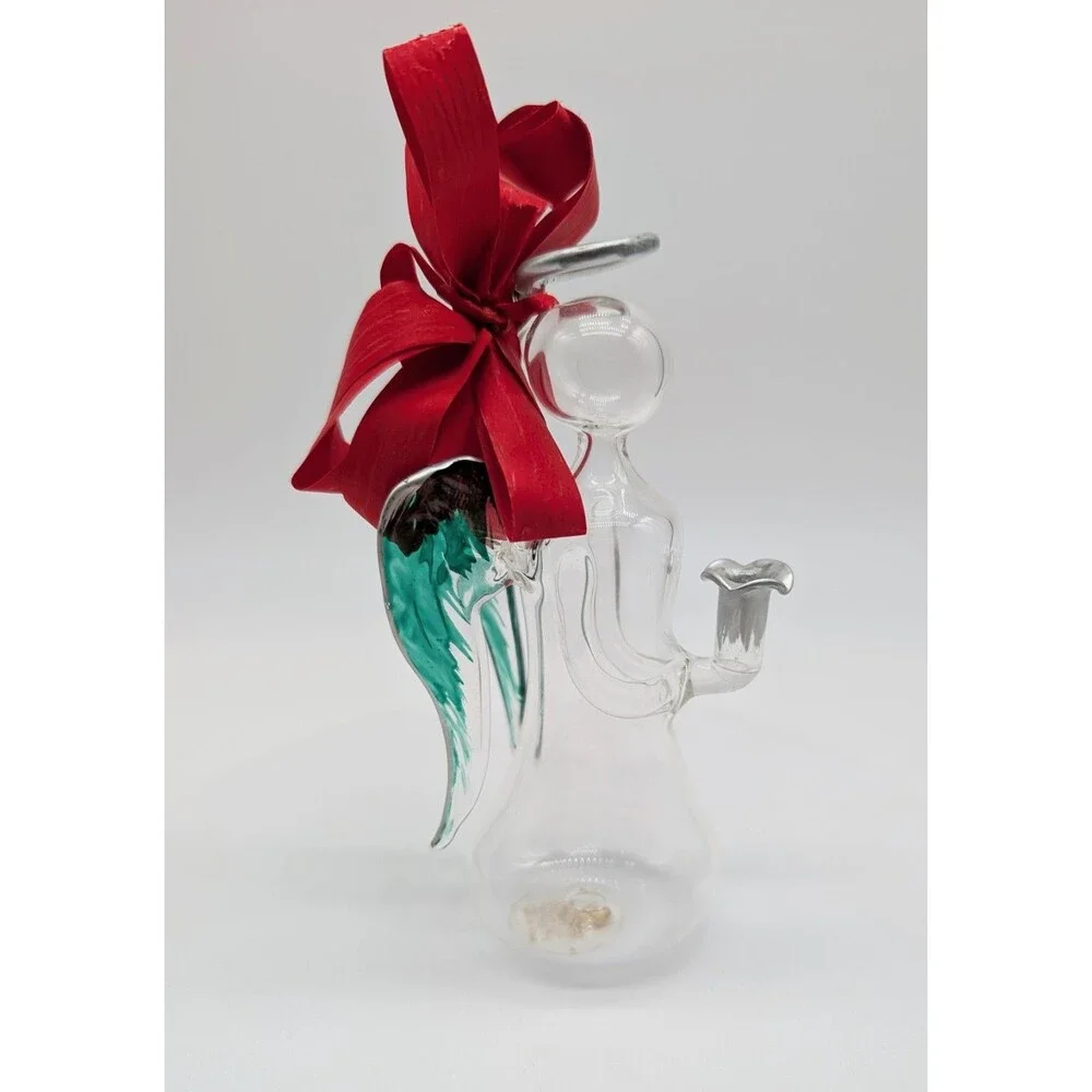 Vtg Soffieria Parise Hand Blown Glass Christmas Angel Candle Holder Italy